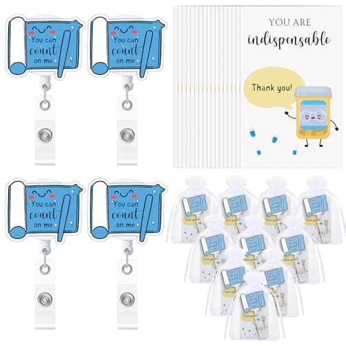Yexiya 20 Sets Pharmacist Gifts for Women Retractable Work Badge Holder Technician Badge Holder ID Retractable Name Clip Nursing Instructor Gifts for Pharmacy Week Medical Assistant Office Work
