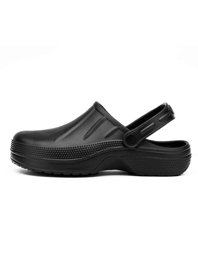 Surgical shoes, chef shoes, unisex fully enclosed breathable shoes, protective shoes, suitable for doctors, nurses, chefs and laboratory staff, non-slip sandals (black).