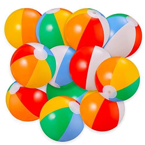 SCIONE Beach Balls Bulk 24 Pack 9 Inflatable Beachballs Swimming Pool Toys for Kids Summer Water Games Kids Birthday Party Favors LuaHawaiian Tropical Theme Decorations Supplies