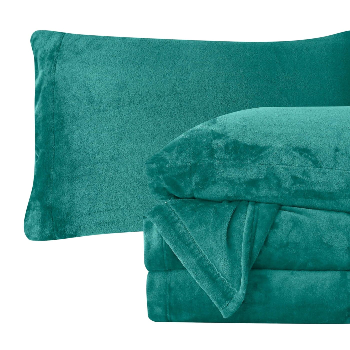 Elegant Comfort Luxuriously Soft 4Piece Velvet Plush Flannel Sheet Set Premium Quality Cozy Warm AntiStatic Non Pilling Fuzzy Velvet Flannel Fleece Deep Pocket Sheet Set Full Turquoise