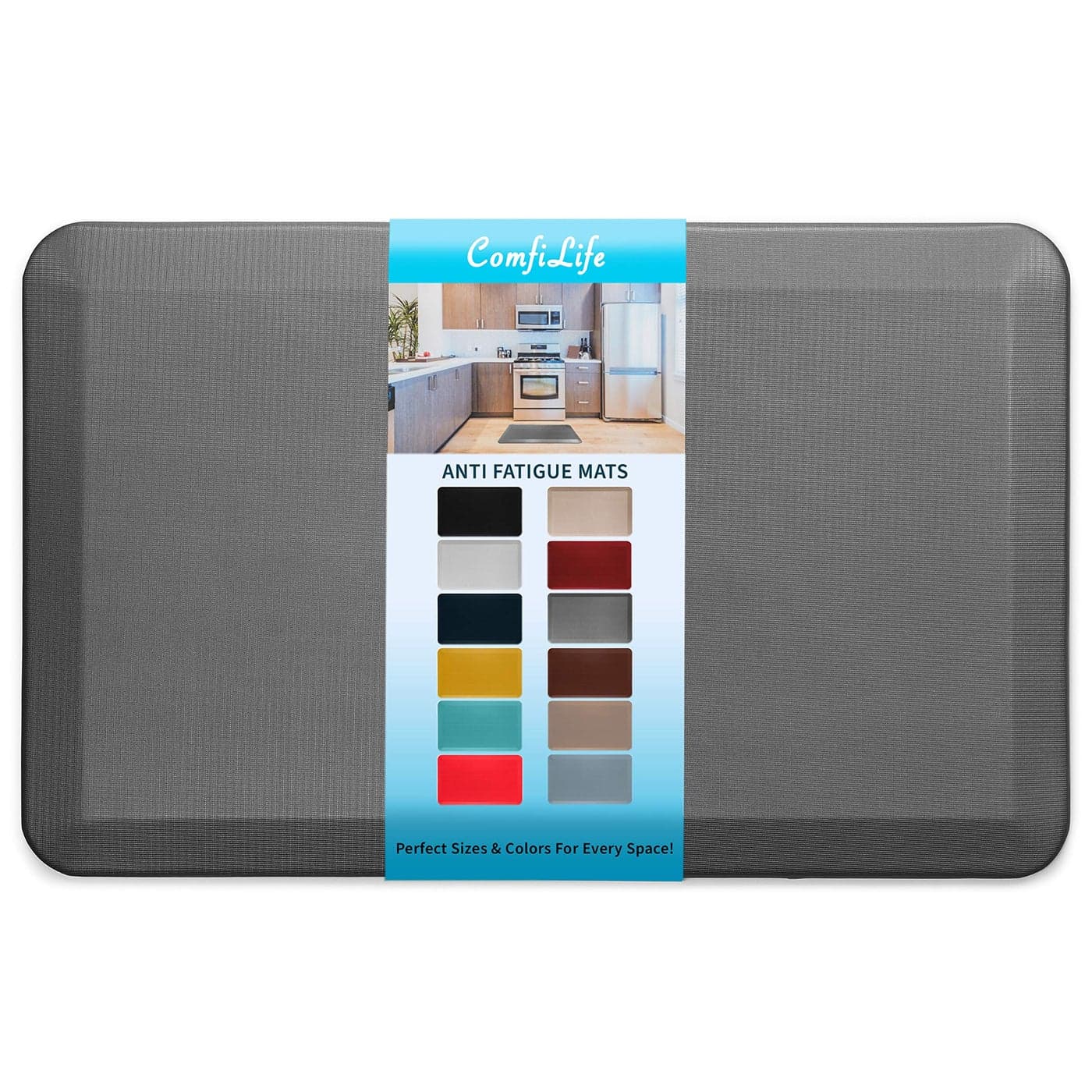 ComfiLife Anti Fatigue Floor Mat 34 Inch Thick Kitchen Mats for Floor Standing Desk Mat Kitchen Rug Comfort at Home Office Durable Stain Resistant NonSlip Bottom 20 x 32 Charcoal