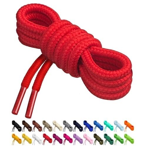 Birch Round Shoelaces 27 Colors 3/16" Thick Shoe Laces 4 Different Lengths (37" (94cm) - M, Red)