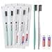 Xuezoioy Disposable Toothbrushes with Toothpaste100 Pack Individually Wrapped Disposable Travel Toothbrushes Kit in Bulk for HomelessNursing HomeHotelCharity ApricotGreen