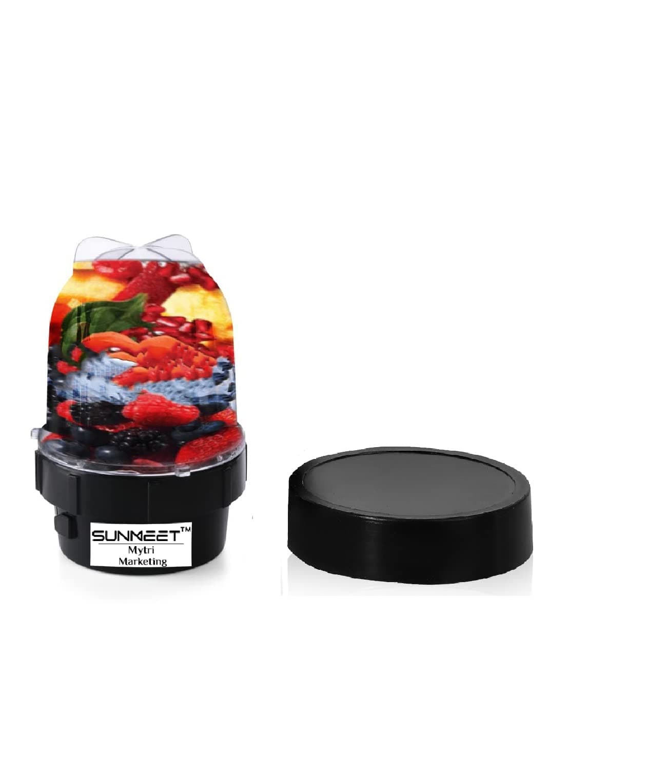 Sunmeet Bullet Jar for Mixer Grinder Small Set of 1 350 ML ABS Transparent Juicer Jar Black NMA57