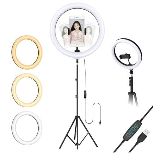 Desidiya Professional Led Ring Light with 7 Feet Tripod Stand for Mobile Phones & Camera, 3 Temperature Mode Dimmable Lighting, Photo-Shoot, Video Shoot, Makeup & More