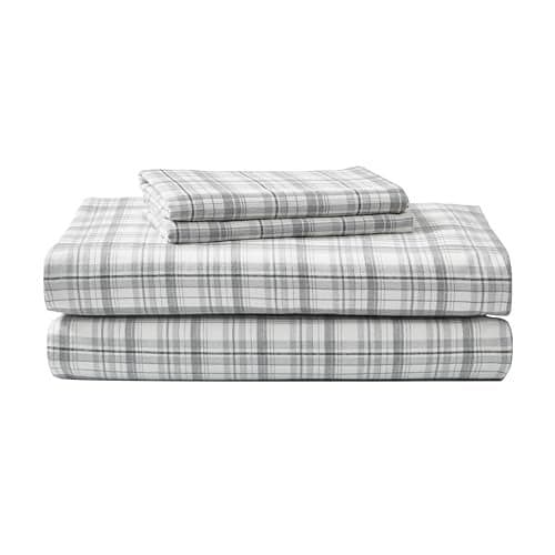 Eddie Bauer - Full Sheets, Cotton Flannel Bedding Set, Brushed For Extra Softness, Cozy Home Decor (Beacon Hill Ivory, Full)
