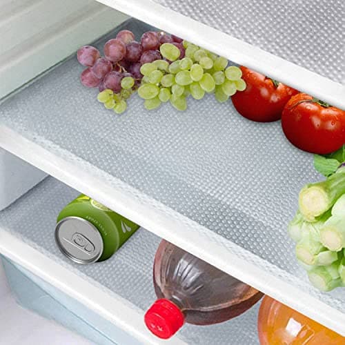 8 Pcs Refrigerator Liners Mats Washable, Refrigerator Mats Liner Waterproof Oilproof, Shinywear Fridge Liners for Shelves, Cover Pads for Freezer Glass Shelf Cupboard Cabinet Drawer (8 Clear)