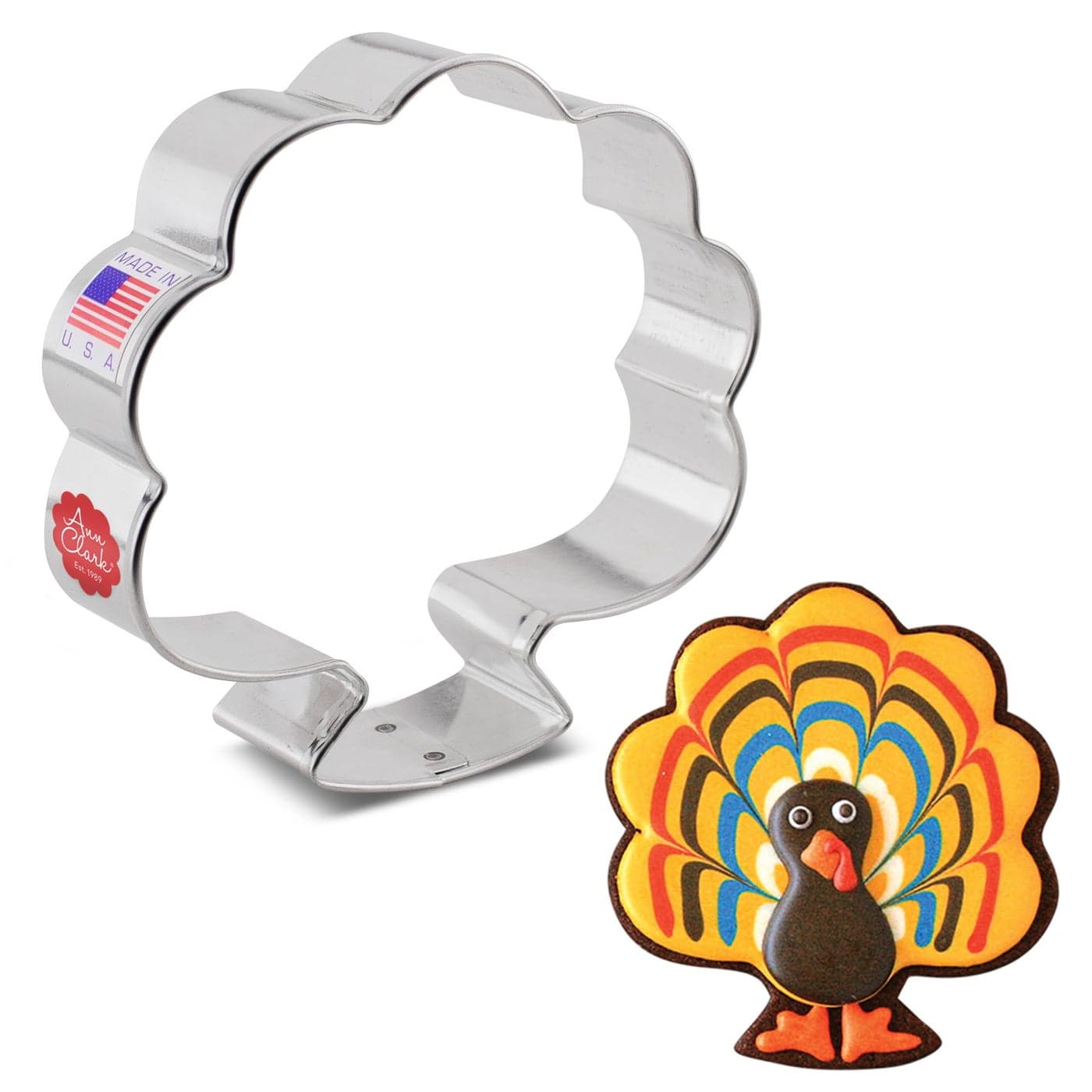 Front Facing Turkey Cookie Cutter 375 Made in USA by Ann Clark Cookie Cutters