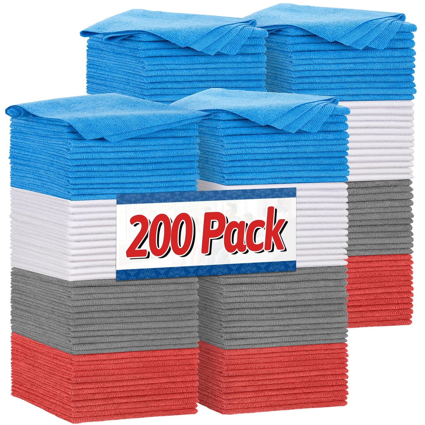 FIXSMITH Shop Towels Microfiber Cleaning Cloth Bulk 200 Pack Microfiber Towels for Cars AllPurpose Absorbent Cleaning Rags Dust Cloth for Automotive Mechanic Garage Bar 115 x 115 inch
