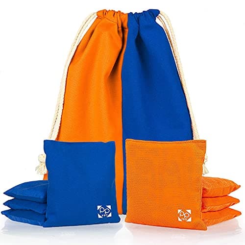 Play Platoon Professional Cornhole Bags Set of 8 Regulation All Weather Two Sided Bean Bags for Pro Corn Hole Game 4 Orange 4 Royal Blue