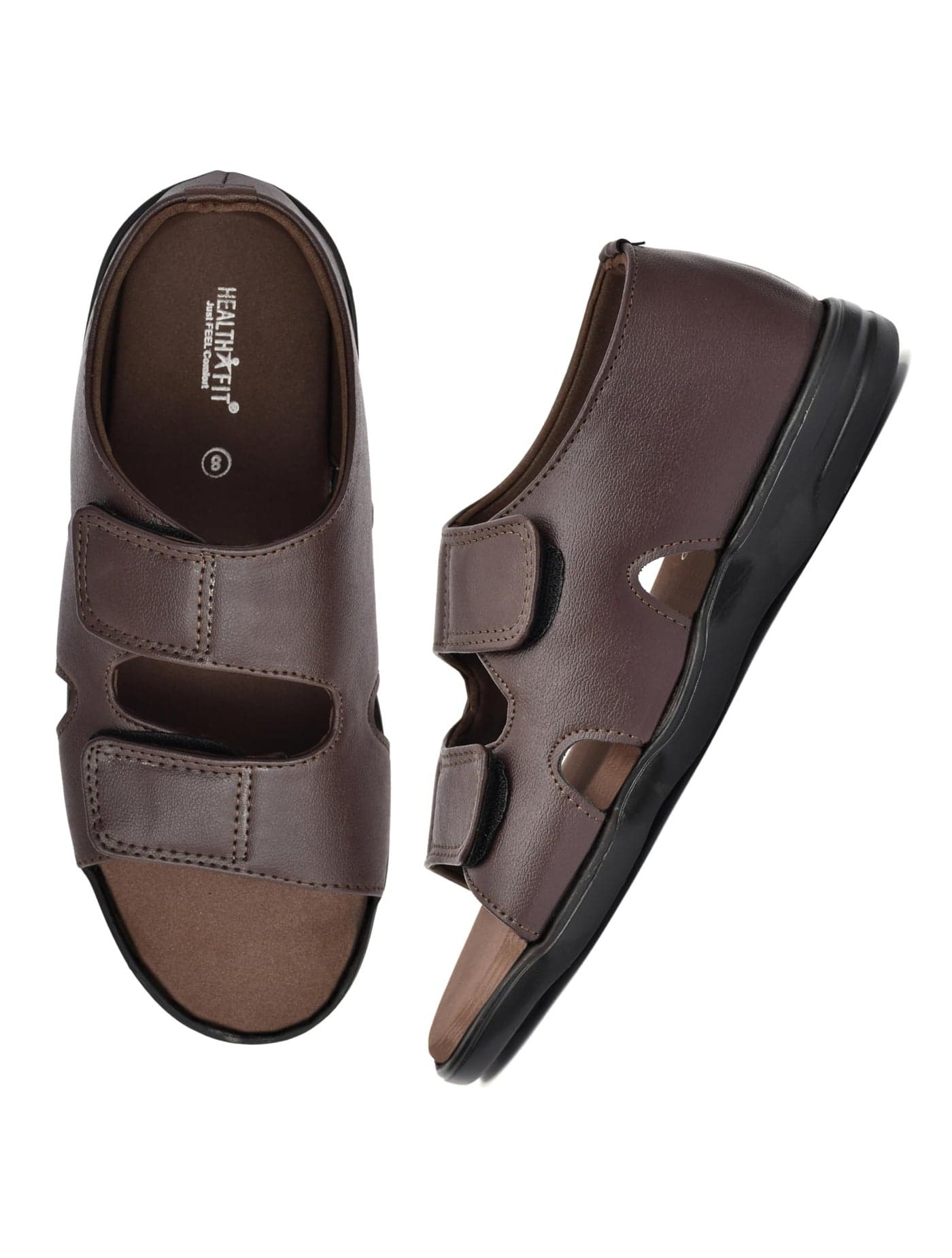 HEALTH FIT Healthfit Men's Diabetic & Orthopedic with Extra Soft Comfortable Sandal (BROWN, numeric_7)