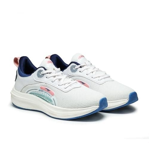 ASIAN Women OLIVIA-11 Running and Casual wear Running Shoes with Laces, Lightweight and Comfortable Shoes Gym and Sports Shoes for Women & Girls with Stylish Design White Navy (WHTNAVY) -UK 7