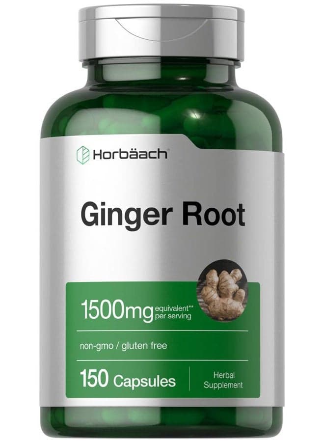 Ginger Root Capsules 1500 mg | 150 Pills | Non-GMO, Gluten Free | Ginger Root Extract