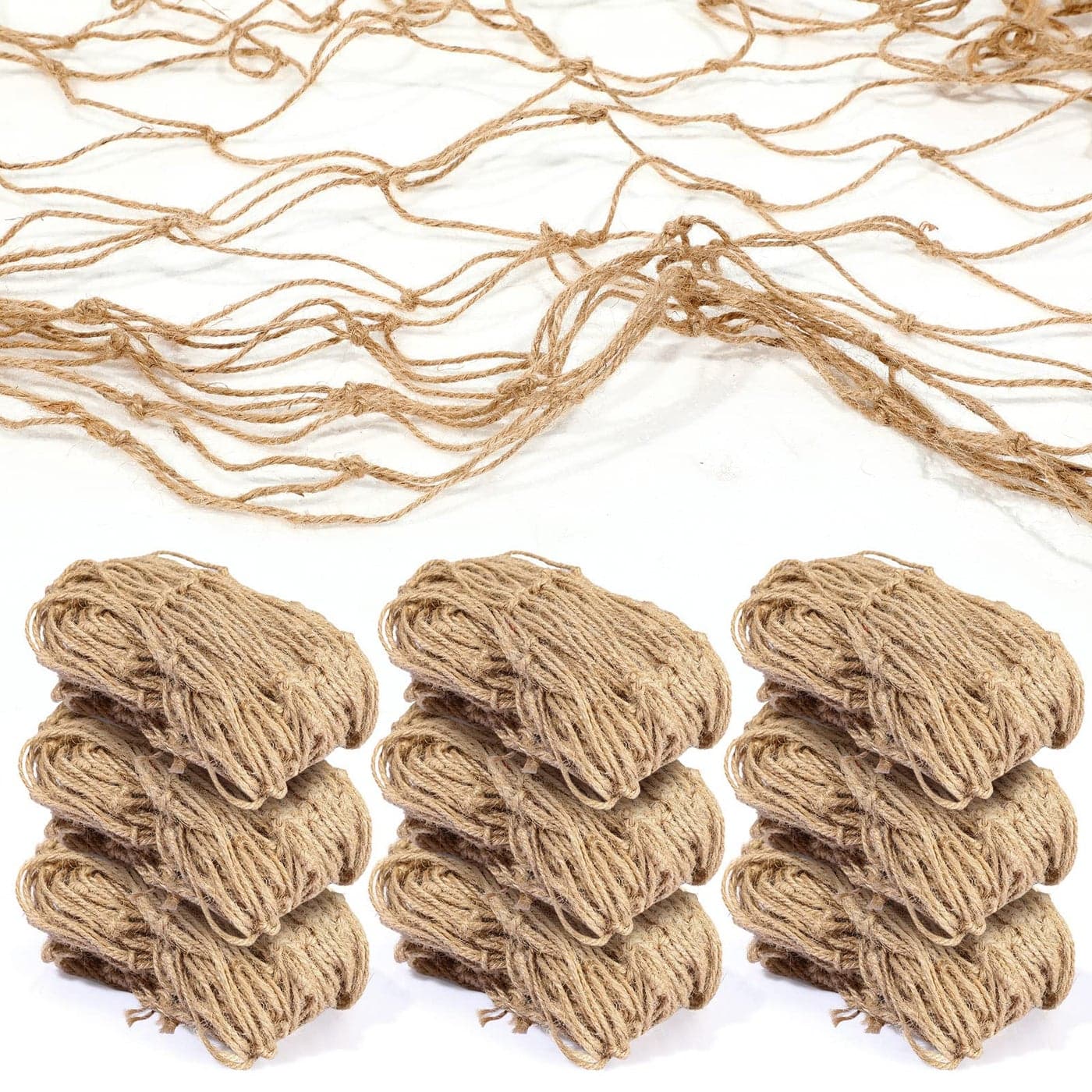 Boao Natural Fish Net Decorations for Pirate Party Cotton and Linen Fishing Net Prop Pirate Ship Decoration for Hawaiian Fishnet Decor Nautical Themed Birthday Party Supplies10 Pack