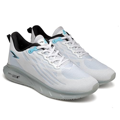 ASIAN Men POWERPLAY-06 Running and Casual wear Running Shoes with Laces, Lightweight and Comfortable Shoes with Upper mesh Fabric and Crystal Cushion Technology for Men & Boys White Black