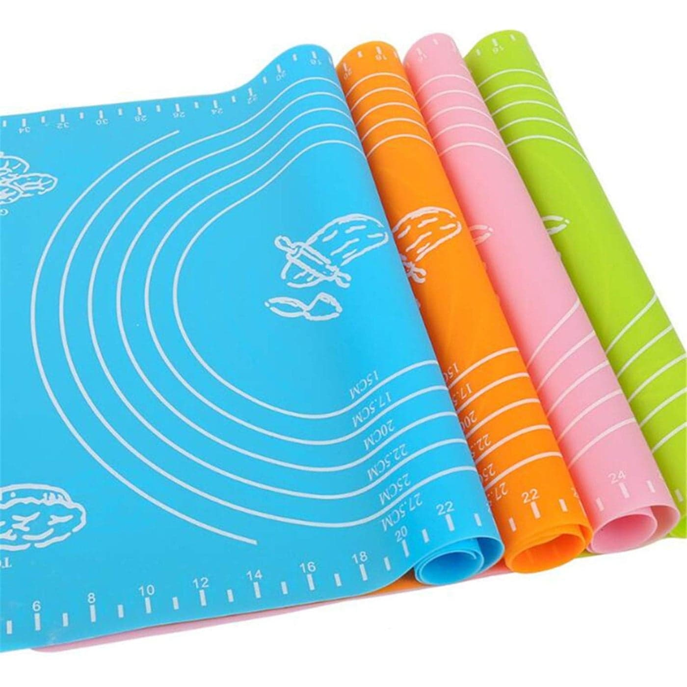 DipNish NonStick Silicon Reusable Pastry Fondant Dough Roti Chapati Rolling Baking Sheet Mat with Measurements 48 x 38 Cm Multi Pack of 2