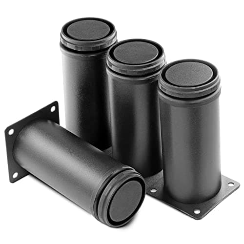 Masendelk 5 Inch Metal Furniture Legs Stainless Steel Adjustable Legs Black Metal Legs Round Cabinet Legs for Coffee Table Cabinet Desk Sofa Shelves, Pack of 4