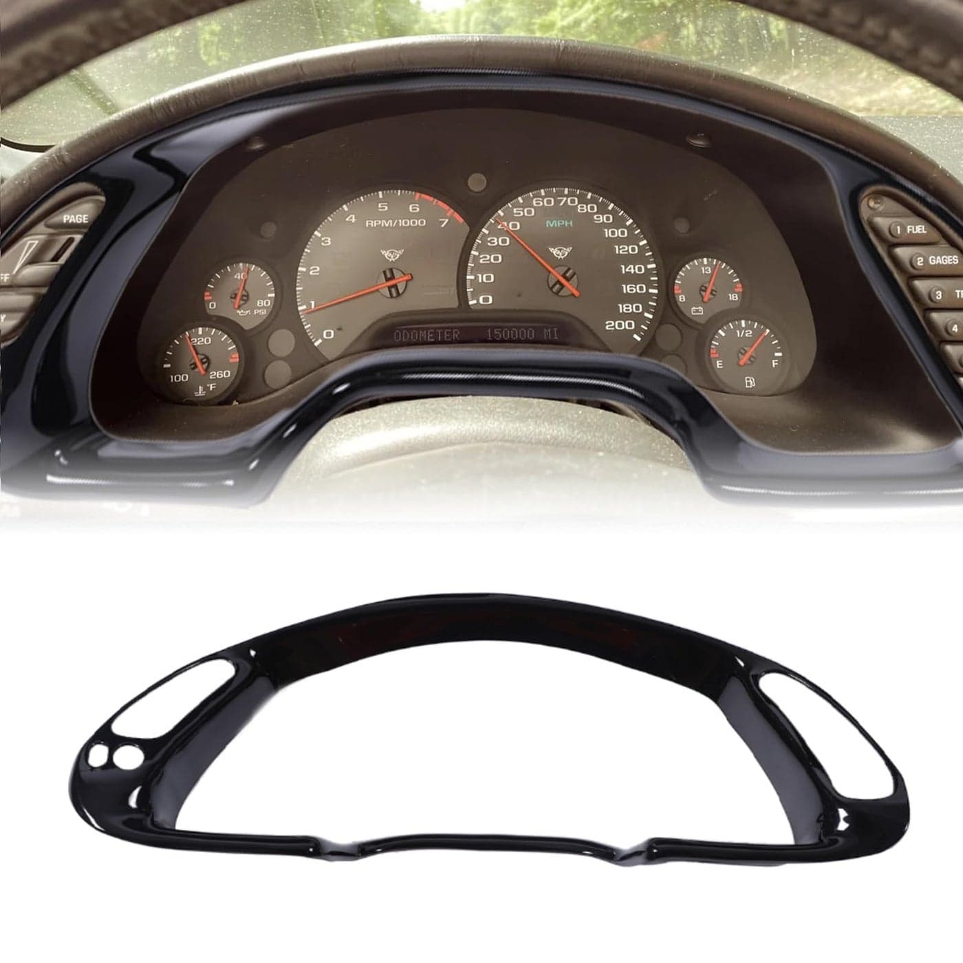 Dash Board Instrument Panel Dial Trim Cover Frame Compatible with Chevrolet Corvette C5 19982004 Center Console Dashboard Panel Trim Cover Frame Interior Accessories Glossy Black