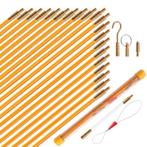KOOTANS 22FT Fiberglass Electrical Wire Running Kit Wire Fishing Tools Fish Tape Wire Puller Through Wall Cable Snake Fish Rods Kit with Different Attachments