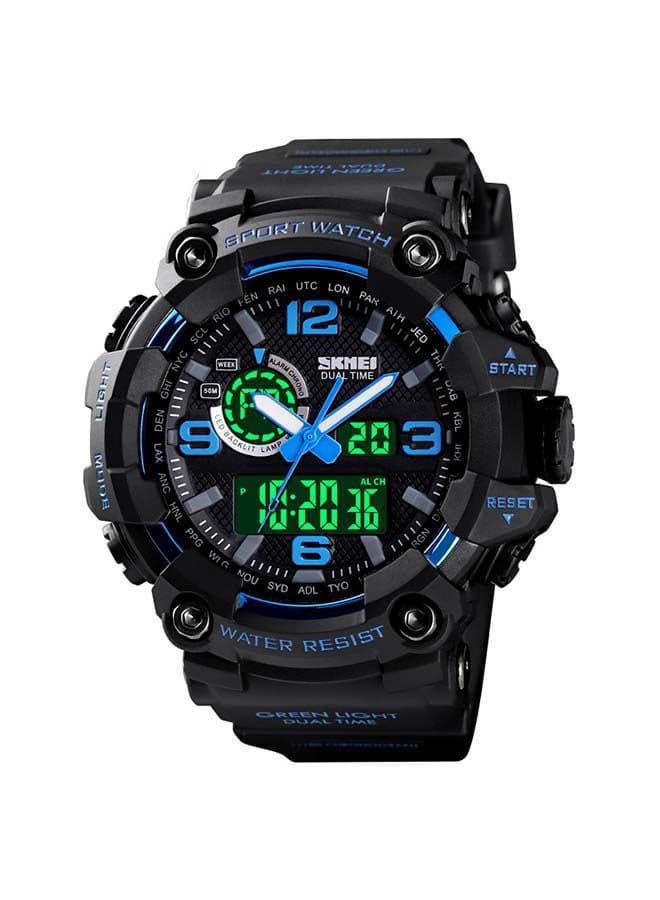 Mens 1520 Digital Watch with Cool Plastic Strap Double Time Display