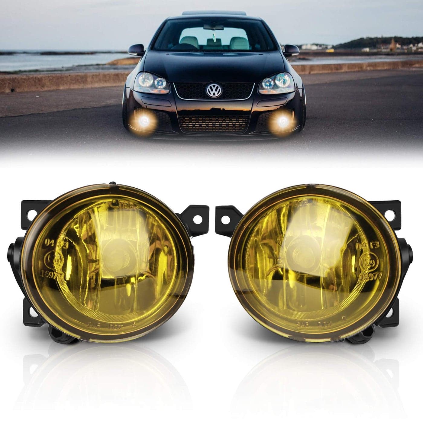 TangMiGe Fog Lights for Volkswagen GTIVolkswagen Jetta 2006 2007 2008 2009 2010 Premium VW GTIJetta Fog Lamps Replacement 1 Pair Yellow Lens