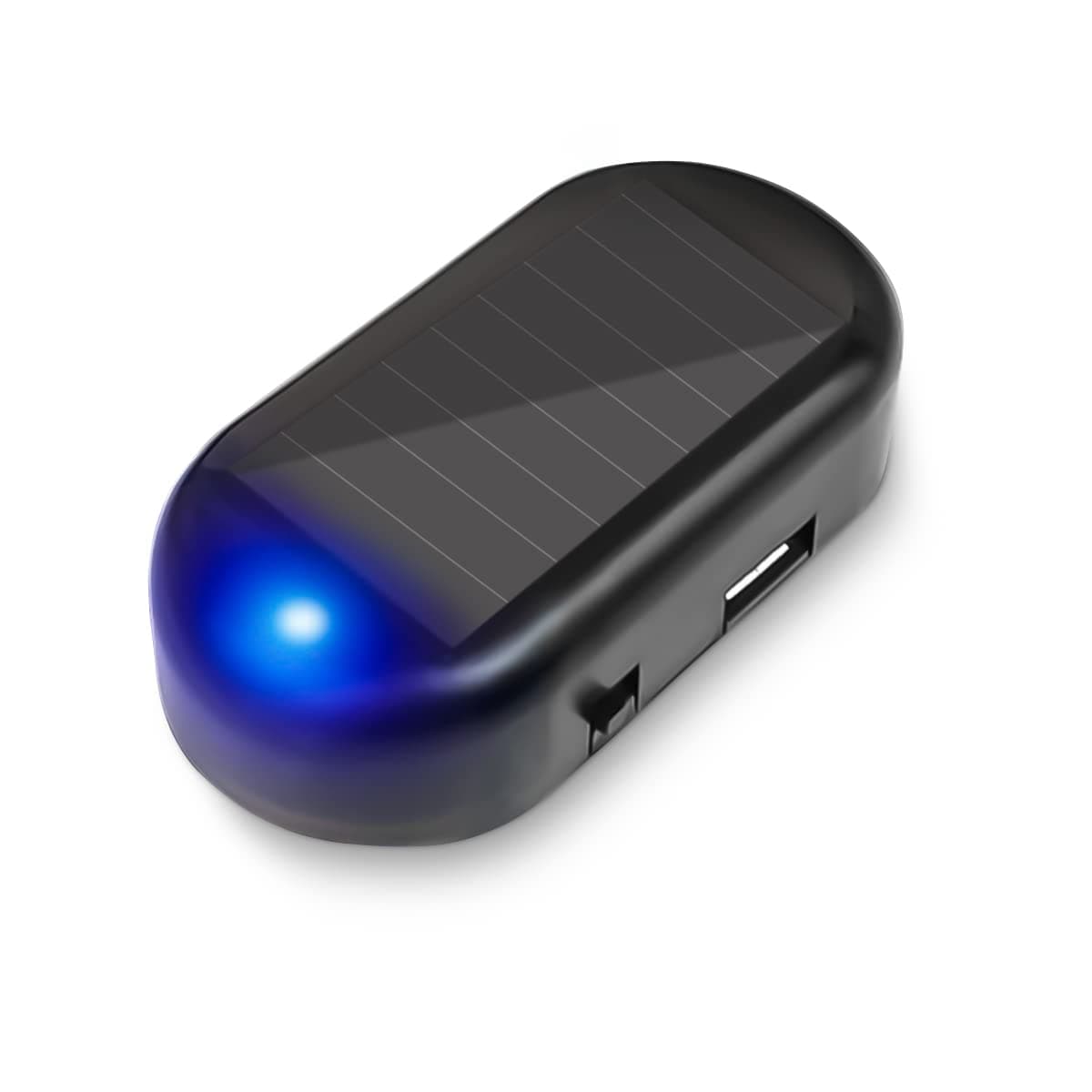 Car Solar Power Simulated Dummy Alarm AntiTheft LED Flashing Security Light Fake Lamp Automotive Warning Interior Safety Lights with USB Charger Port Car Accessories for Most Cars Blue1PCS