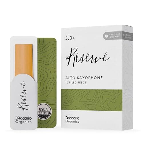 D'Addario Organic Reserve Alto Saxophone Reeds - Sax Reeds - Individually Sealed - 3.0+ Strength, 10 Pack