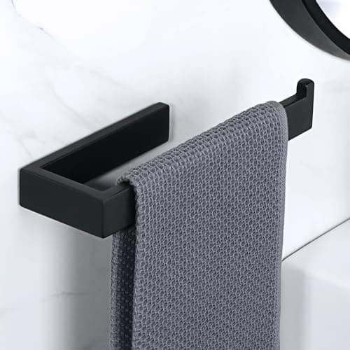 Sayayo Matte Black Towel Ring for Bathroom, 10 Inch Hand Towel Bar Towel Rack Towel Holder Wall Mounted Square, SUS304 Stainless Steel