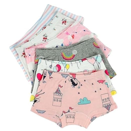 TEDDYIFY Girls Cotton Underwear Soft Girls Shorts Kids Boxer Briefs Panties (Assorted Prints and Color as per Availability) 5-6 Years (Pack of 6)