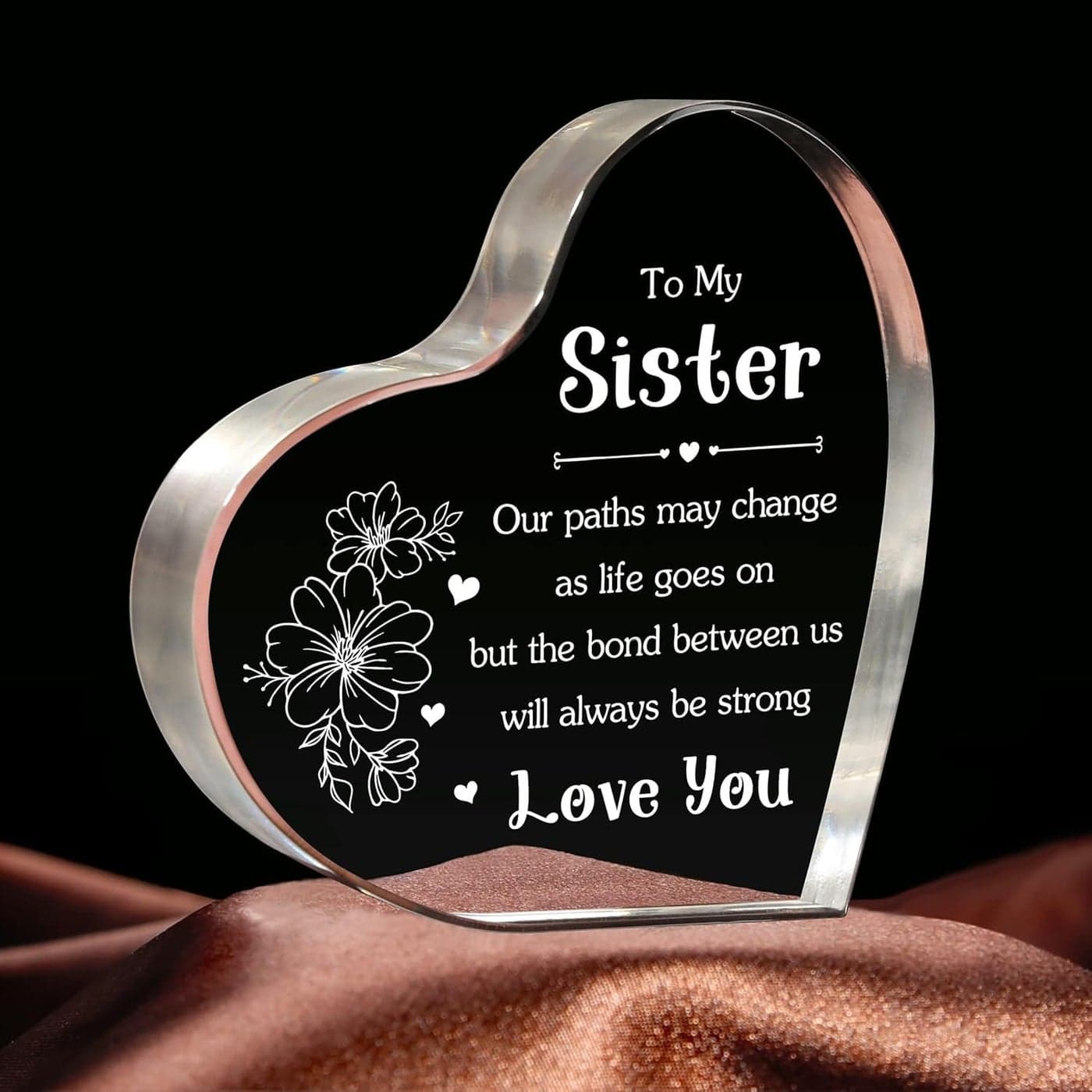 Gifzy Sister Birthday Gifts Sister Gifts Engraved Acrylic Plaque Keepsake Christmas or Birthday Gifts for Sister Little Big Sister Friend Gifts for Women 125 cm 125 cm Transparent