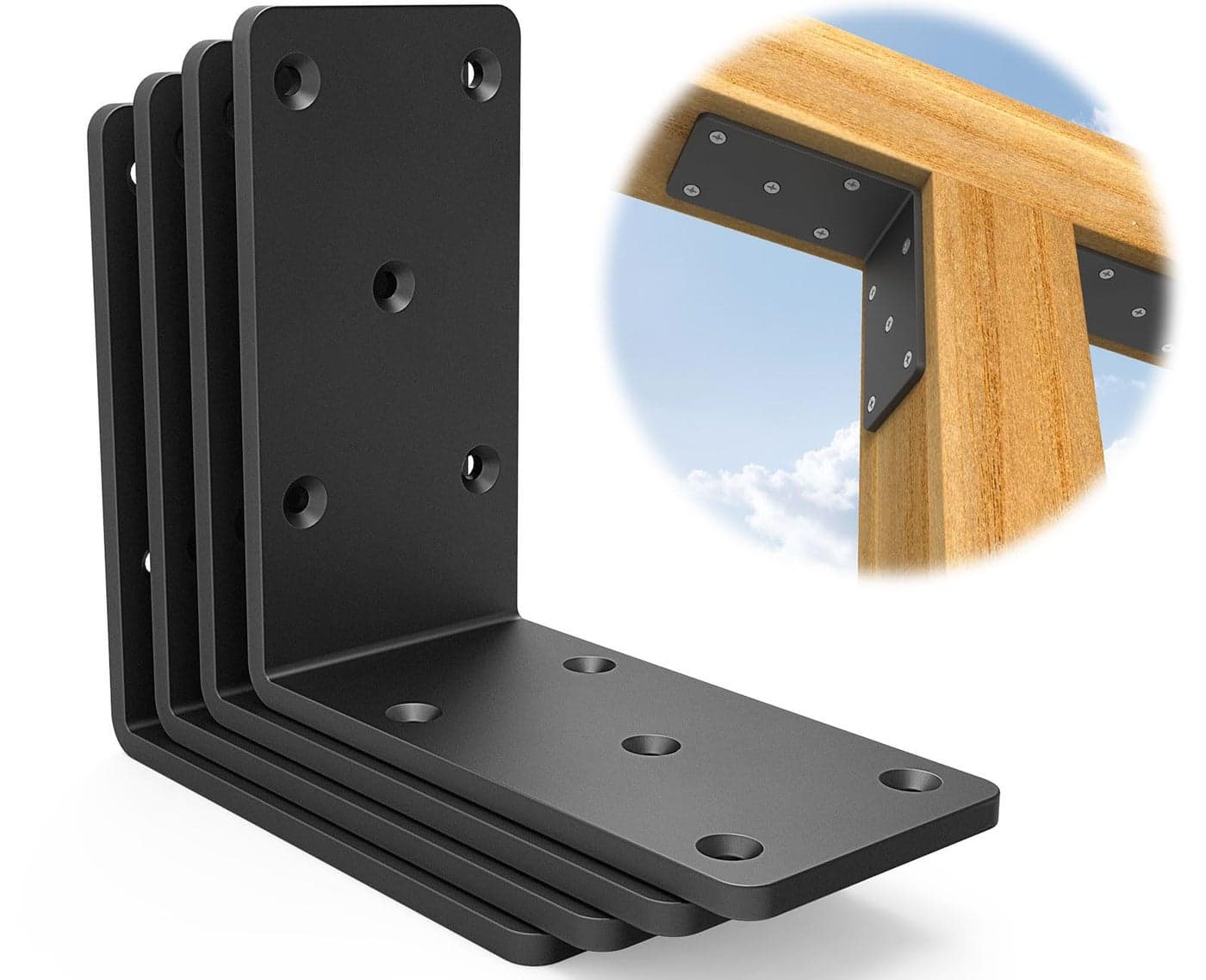 5x5“ Heavy Duty Shelf Brackets,L Brackets for Shelves Fence Pergola Brackets Angle Bracket for Post Wood,90 Degree Corner Bracket,Corner Brace for Floating Shelf Countertop Support Brackets