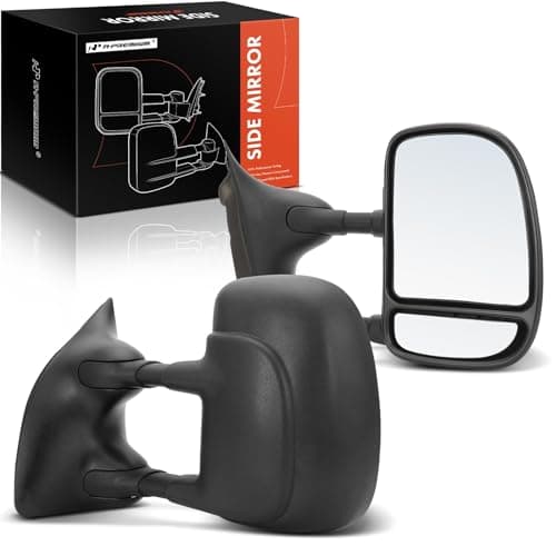 A-Premium Towing Mirrors - Compatible with Ford F-250 Super Duty 1999-2007, F-350 Super Duty 1999-2007, F-450 Super Duty, F-550 Super Duty, Excursion - Manual Folding Telescoping Black - Pair Set