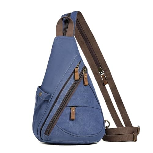 KL928 Canvas Sling Bag - Small Crossbody Backpack Shoulder Casual Daypack Rucksack for Men Women(Large Version)