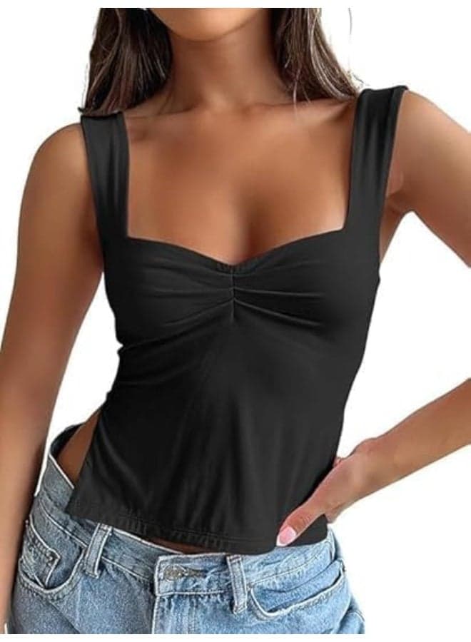 Women's Going Out Crop Tops, Backless Tank Tops for Summer, Stretchy & Comfortable Basic Tops, Trendy Casual Wear, Sleeveless & Lightweight Design(M, Black)