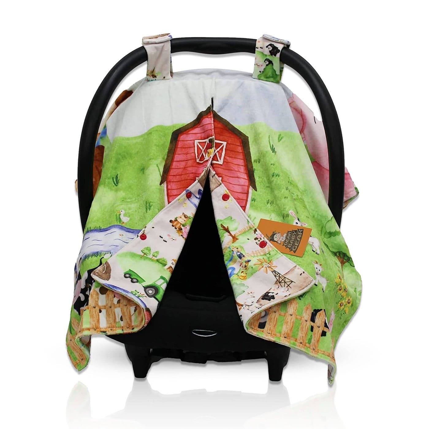 Dear Baby Gear Car Seat Cover for Boys Girls Baby Carseat Canopy wSnap Opening Infant Seat Cover Stroller Nursing Covers Newborn Carrier Canopy 40x30 Barn with Animals Farm Life