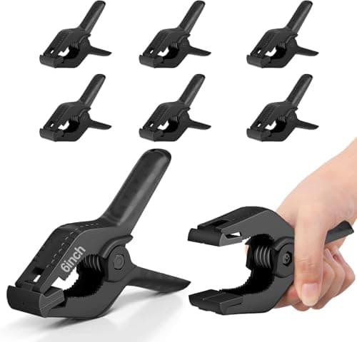 EMART 6 Pack Heavy Duty Spring Clamps 6 inch Plastic Photo Booth Backdrop Clips Clamps for Backdrop Stand Photography Studio Photoshoot Woodworking Balloon Arch Crafts Pool CoverBlack