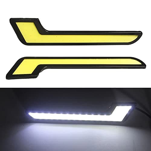 YSY 1 Pair Super Bright L-Shape COB DRL LED Daytime Running Light for Car Offroad SUV Auto LED External Driving Fog Lamp Car Light Assembly 12V (L-Shape, White)