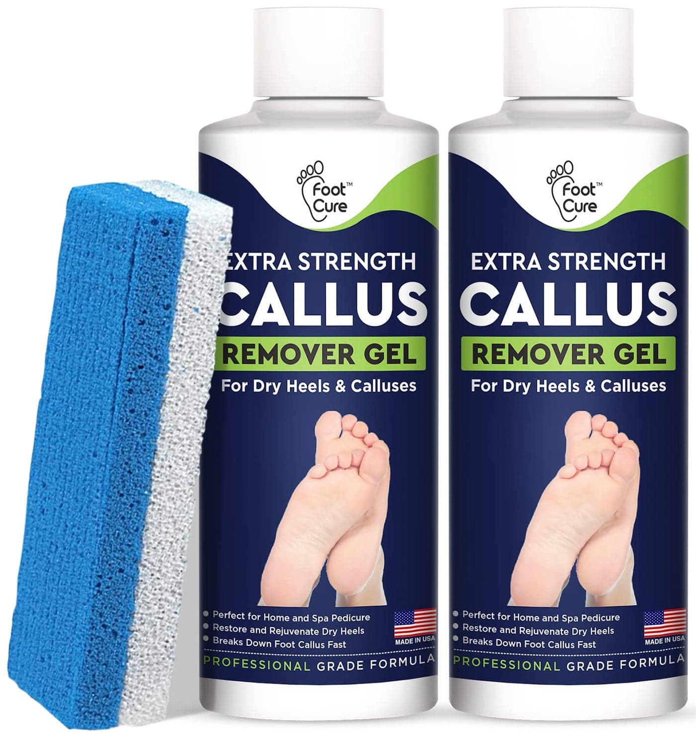 Callus Remover for Feet with Extra Strength Gel Foot Pumice Stone Set Easy Way to Remove Hard Calluses Dead Skin BuildUp Professional AtHome Foot Care for Men Women Made in the USA