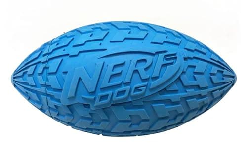 Nerf Dog Tire Squeak Football Outdoor Dog Toy 6 Inch Dog Football Squeaking Toy for Medium and Large Breeds Blue