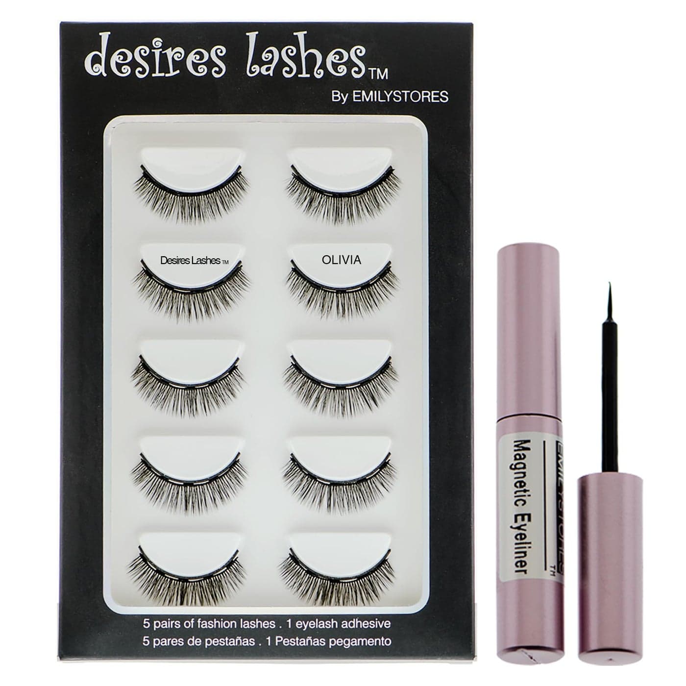 DESIRES LASHES By EMILYSTORES Magnetic Eyelashes 3D Natural Magnet Faux Lashes Multipack 5Pairs, Emma (02Olivia)