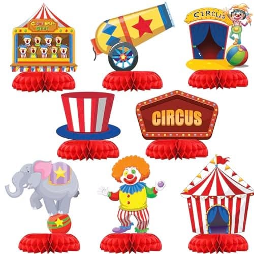 HaPiBiDesign Carnival Circus Party Decorations Honeycomb Centerpieces Table Decor for Kids Circus Carnival Theme Parties
