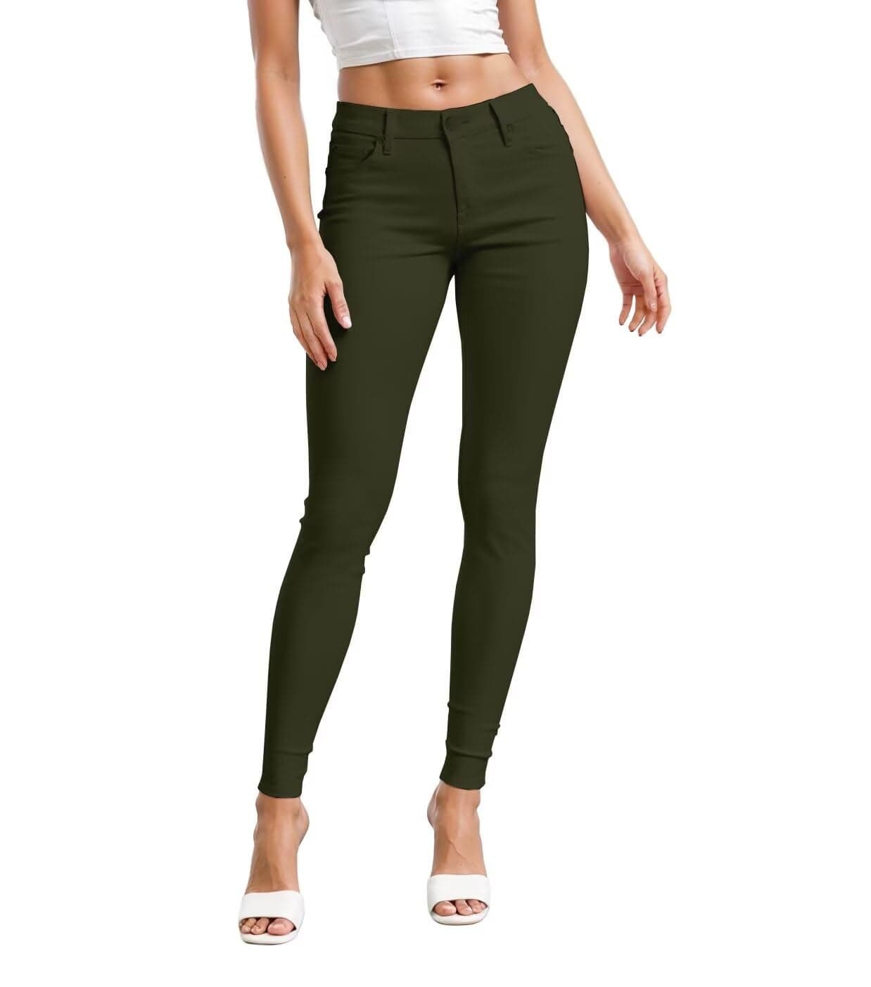 Hybrid Company Womens Hyper Ultra Stretch Comfy Skinny Leg Work Casual Pants P44876SK Olive XL