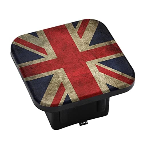 Swono Towing Hitch Cover UK Flag, Vintage United Kingdom British Flag Trailer Hitch Tube Cover Plug Cap Universal Fit 2 Inch Receiver Hitch Covers for Pickup Trucks SUV Cars
