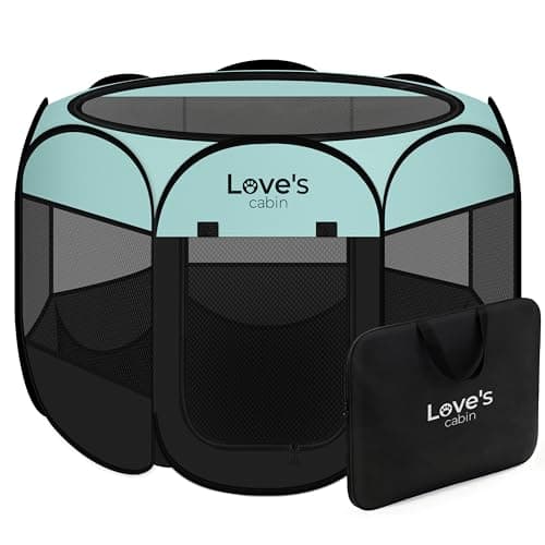Loves cabin Pet Puppy Dog Playpen Large Dog Tent Crates Cage IndoorOutdoor Portable Playpen for Cat Foldable Pop Up Dog Kennel Playpen with Carring Case Removable Zipper Top Green
