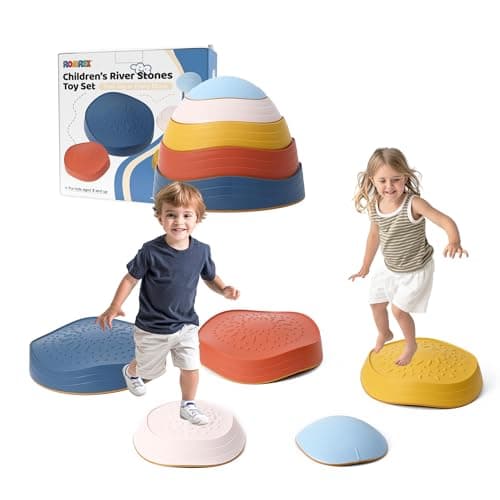 Balance Stepping Stones for Kids romrex 5pcs Vibrant and NatureThemed Balance Stones to Encourage Toddler Balance Gross Motor Skills with Rubber Bottom and Embossed Surface