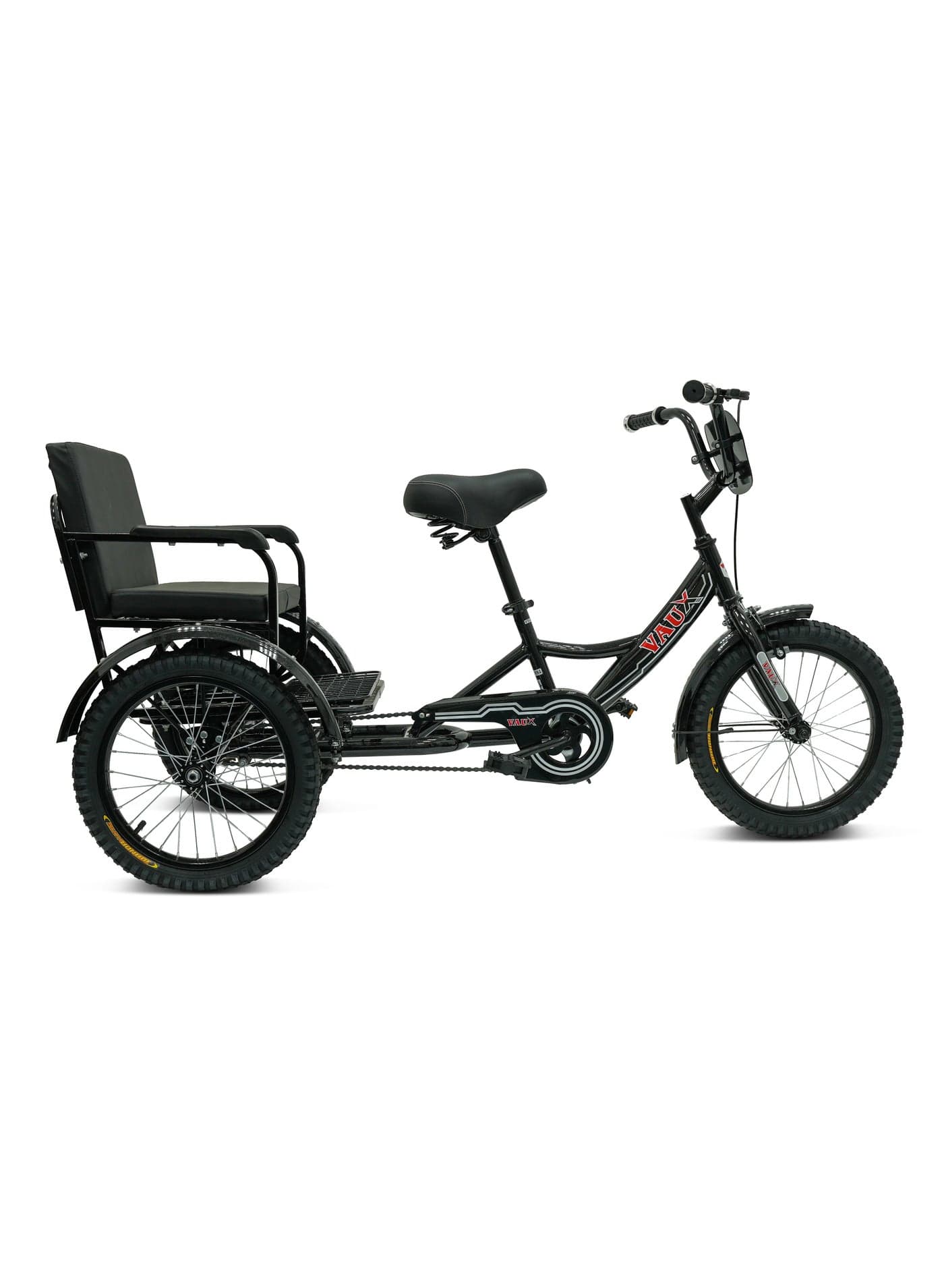 Vaux 16-Inch Sofa Tricycle – Sofa Comfortable Seat Design,Single Speed,Strong Steel Frame, Adjustable Seat, Chain Cover, 100% Assembled - Black