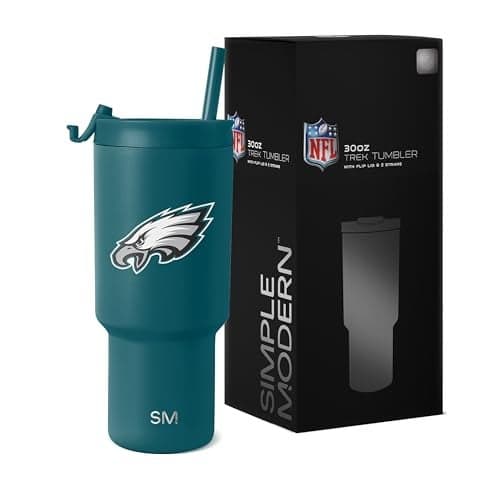 Simple Modern Officially Licensed NFL Philadelphia Eagles 30 oz Tumbler with Flip Lid and Straws Insulated Cup Stainless Steel Gifts for Men Women Trek Collection Philadelphia Eagles