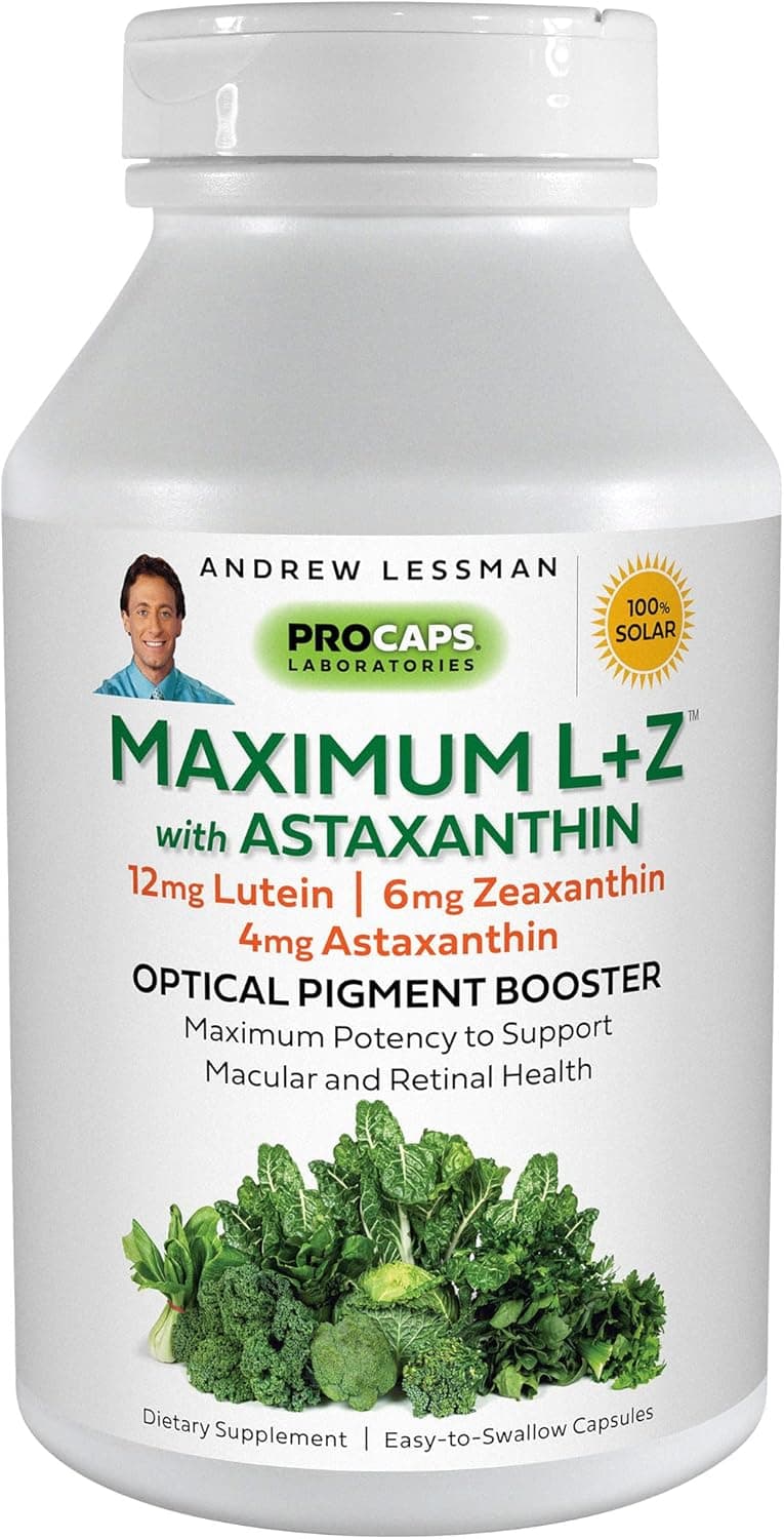ANDREW LESSMAN Maximum LZ with Astaxanthin 60 Softgels 12mg Lutein 6mg Zeaxanthin 4mg Astaxanthin Key Nutrients to Support Eye and Brain Health and Promote Healthy Vision