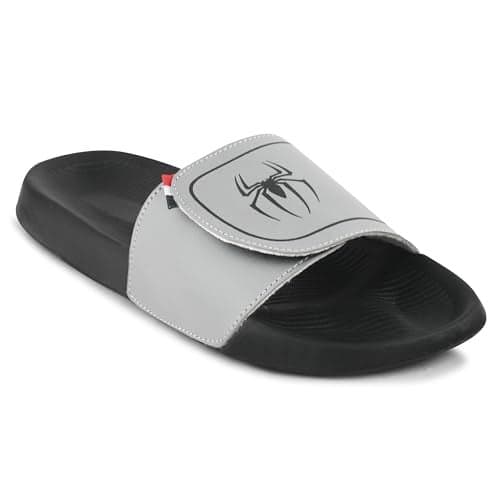 PERY-PAO Sliders Mens Black Stylish Printed Flip Flop & Slippers, 11 UK