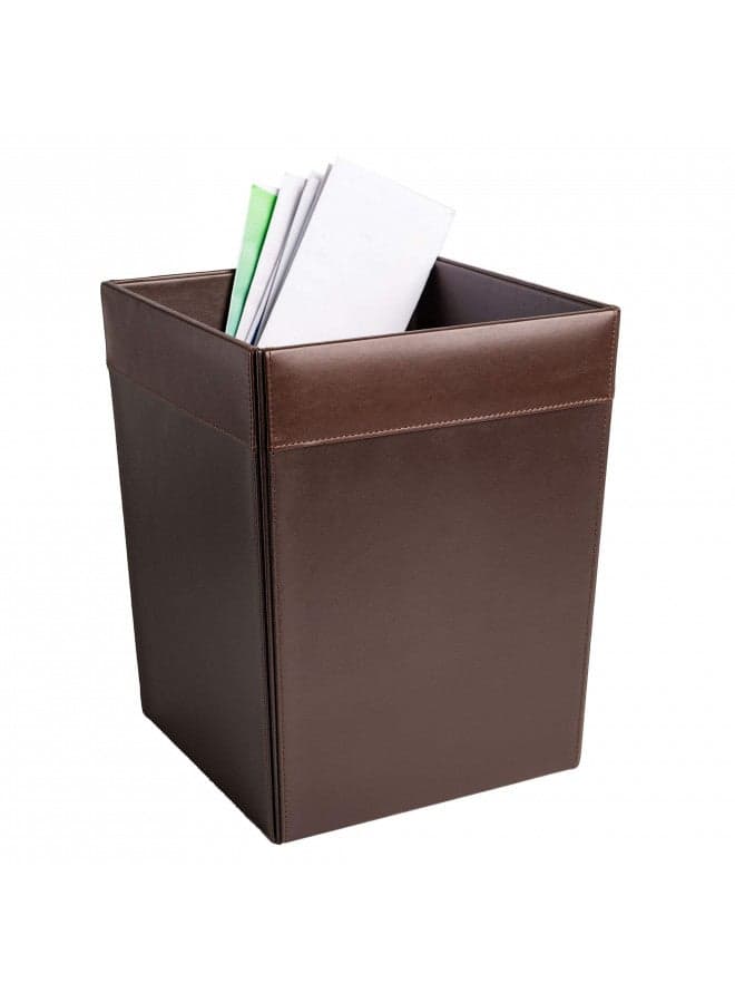 Dacasso Chocolate Brown Leather Waste Basket
